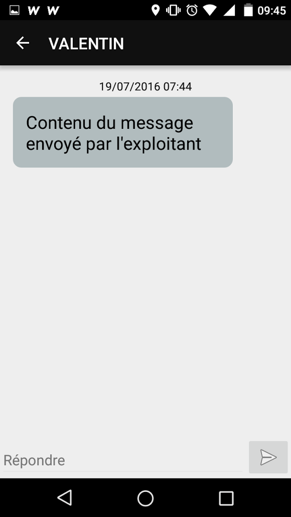 WP_MOBILE: Écran de message