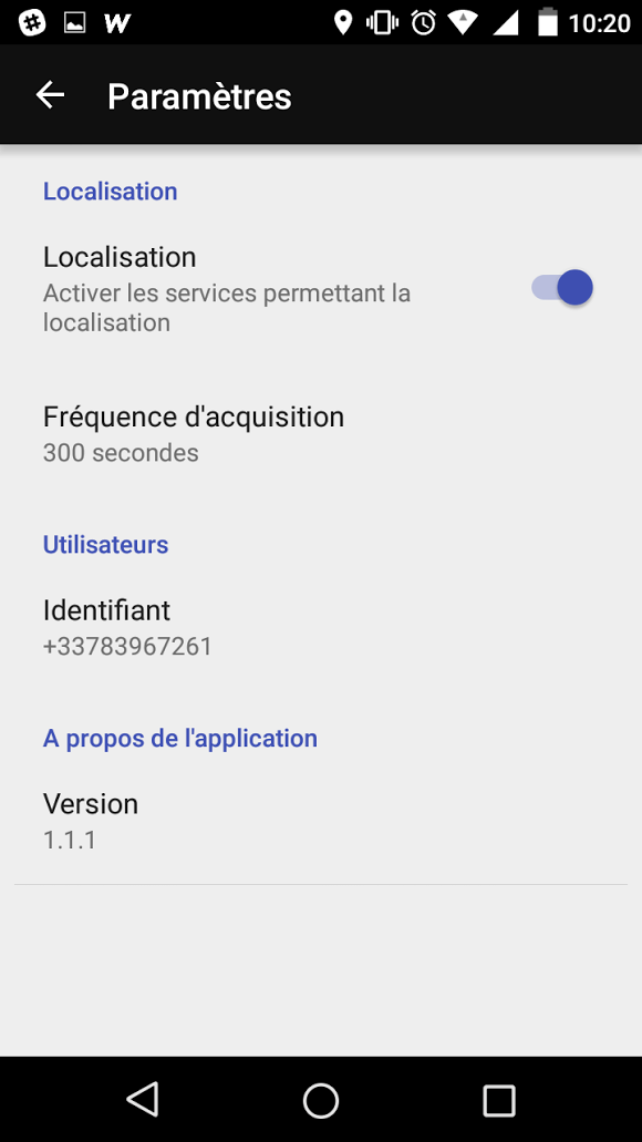 WP_MOBILE: Paramètres
