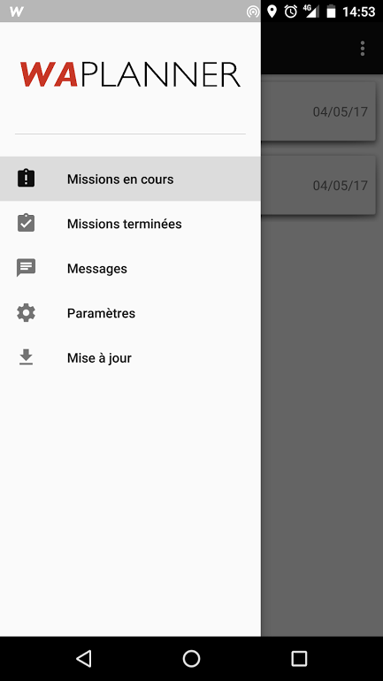 WP_MOBILE: Menu ouvert
